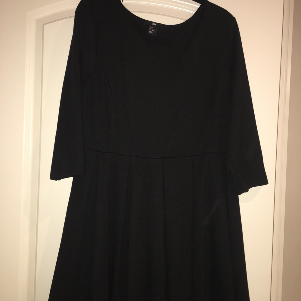 Black H&M Fit and Flare 3/4 sleeve dress size 14